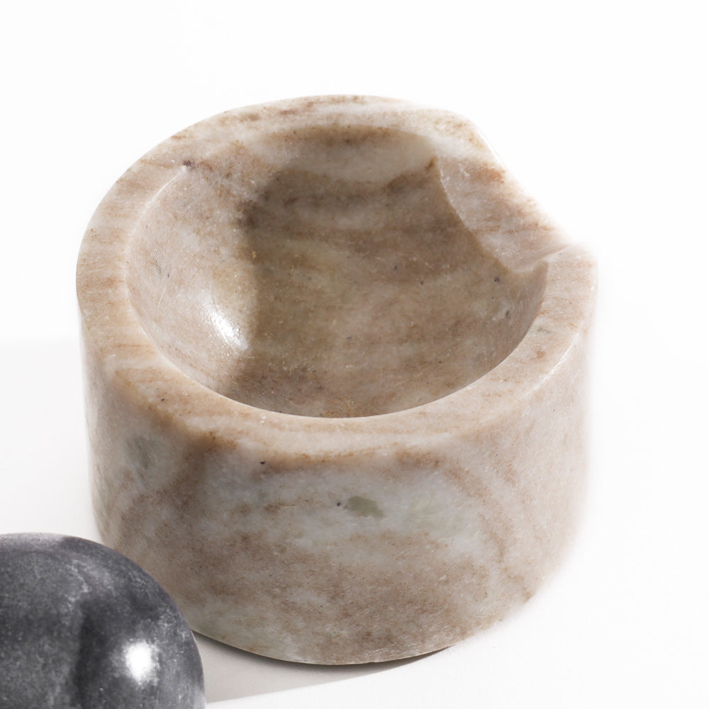Ellis Marble Mortar and Pestle Set - Beige Black