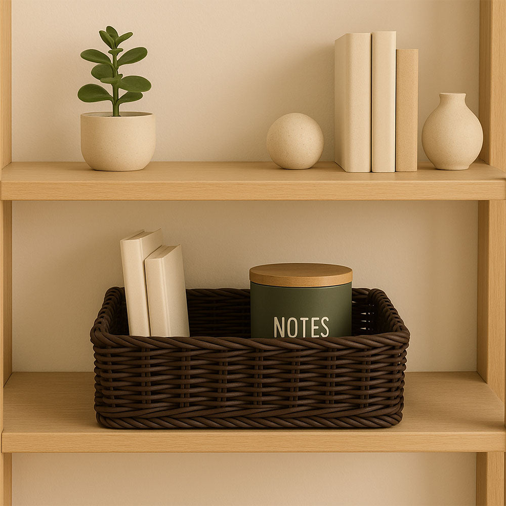 Elsa Rectangular Basket Medium - Dark Brown