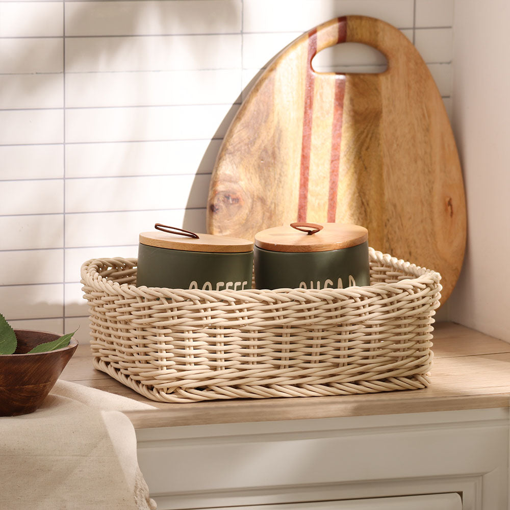 Elsa Rectangular Basket Medium - Ivory