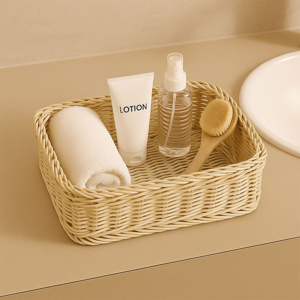 Elsa Rectangular Basket Medium - Ivory