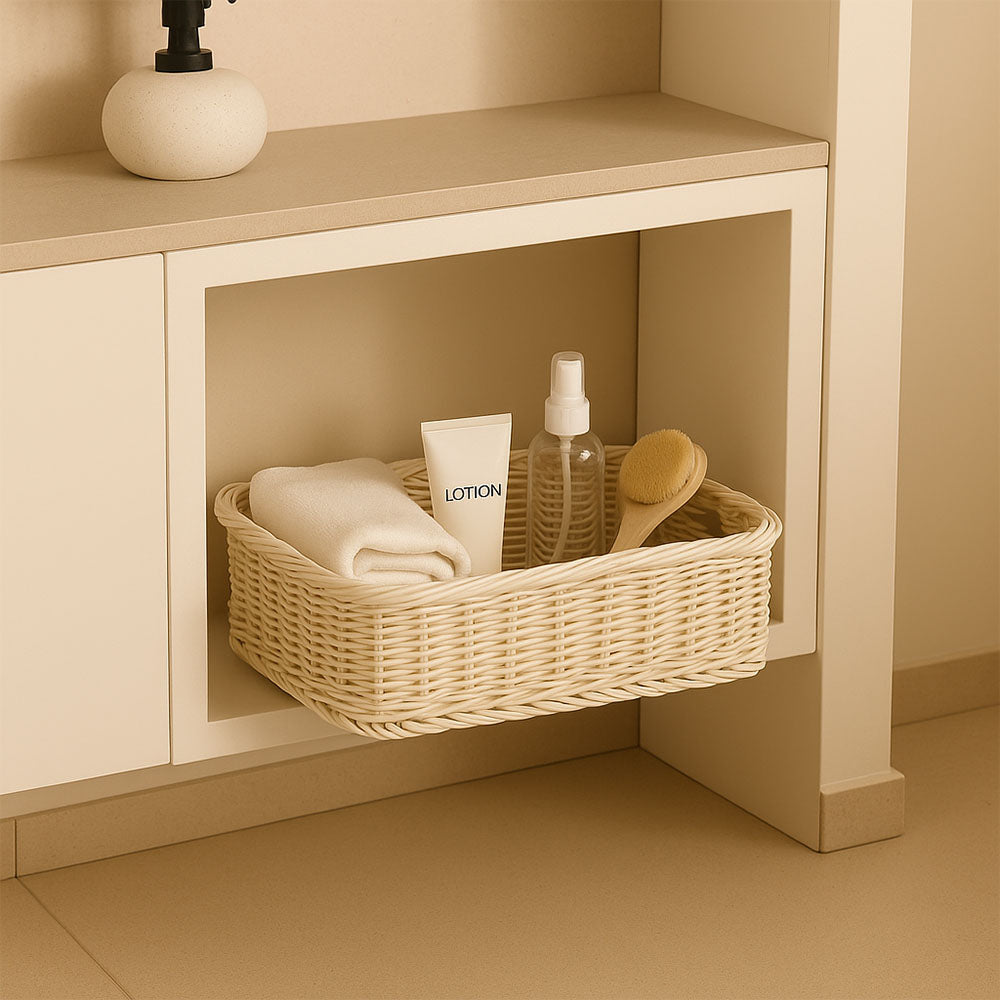 Elsa Rectangular Basket Medium - Ivory