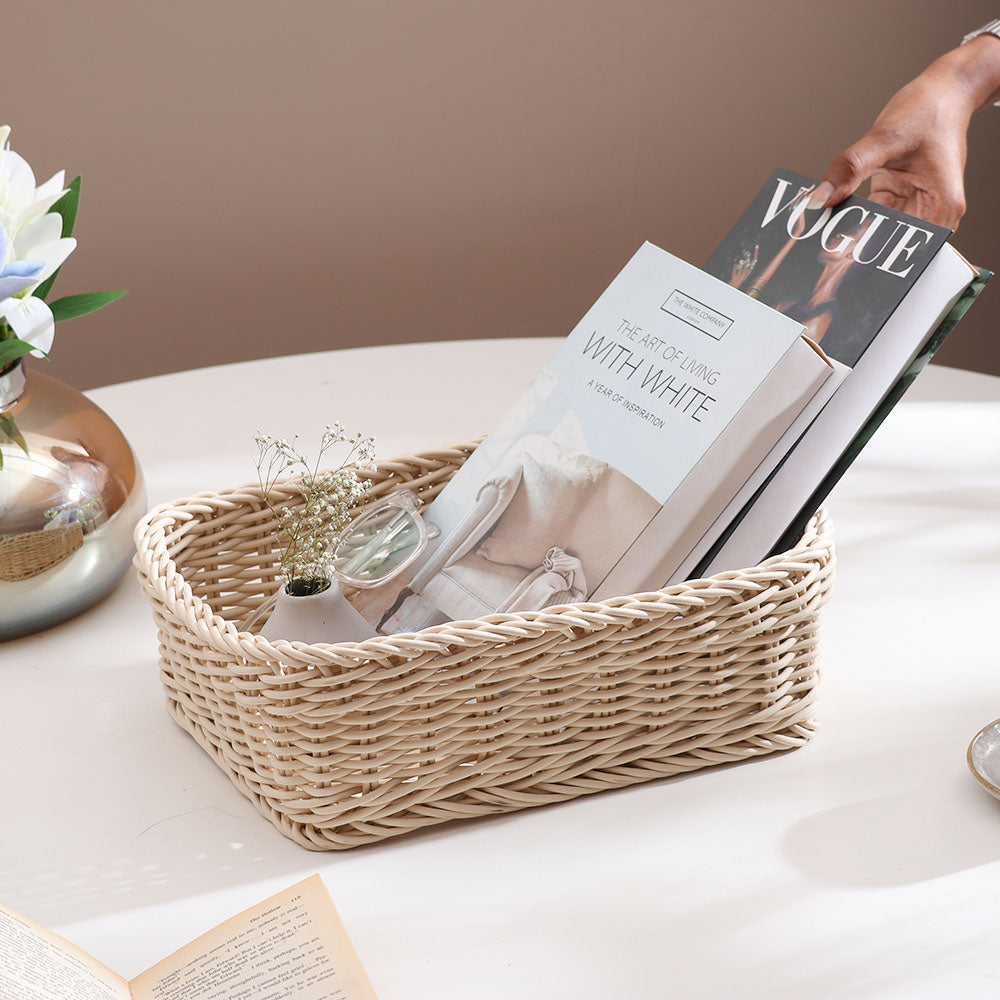 Elsa Rectangular Basket Medium - Ivory