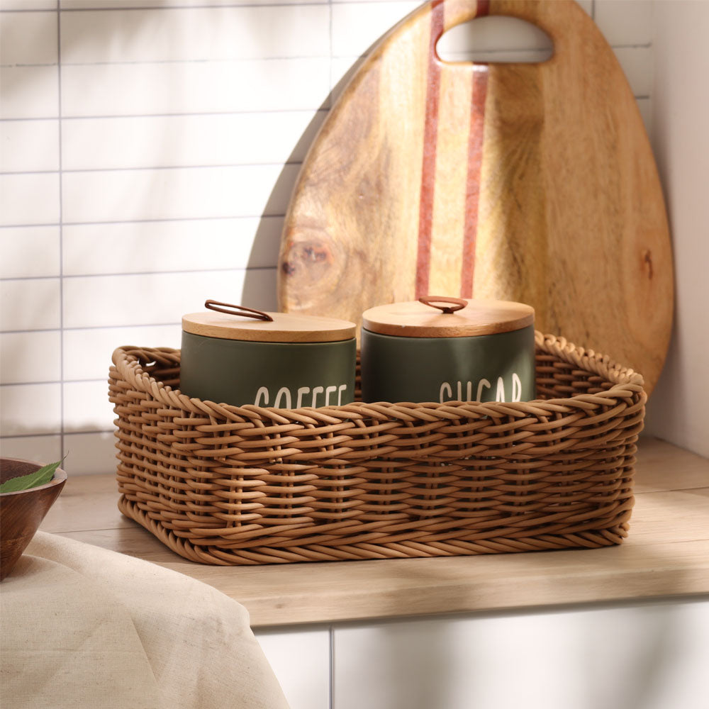 Elsa Rectangular Basket Medium - Khaki