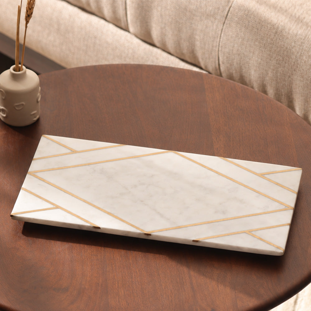 Elysia Marble & Brass Valet Tray - White Gold