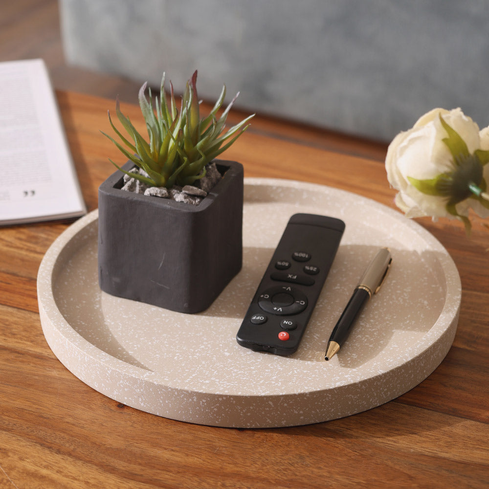 Emory Round Tray - Speckled Taupe