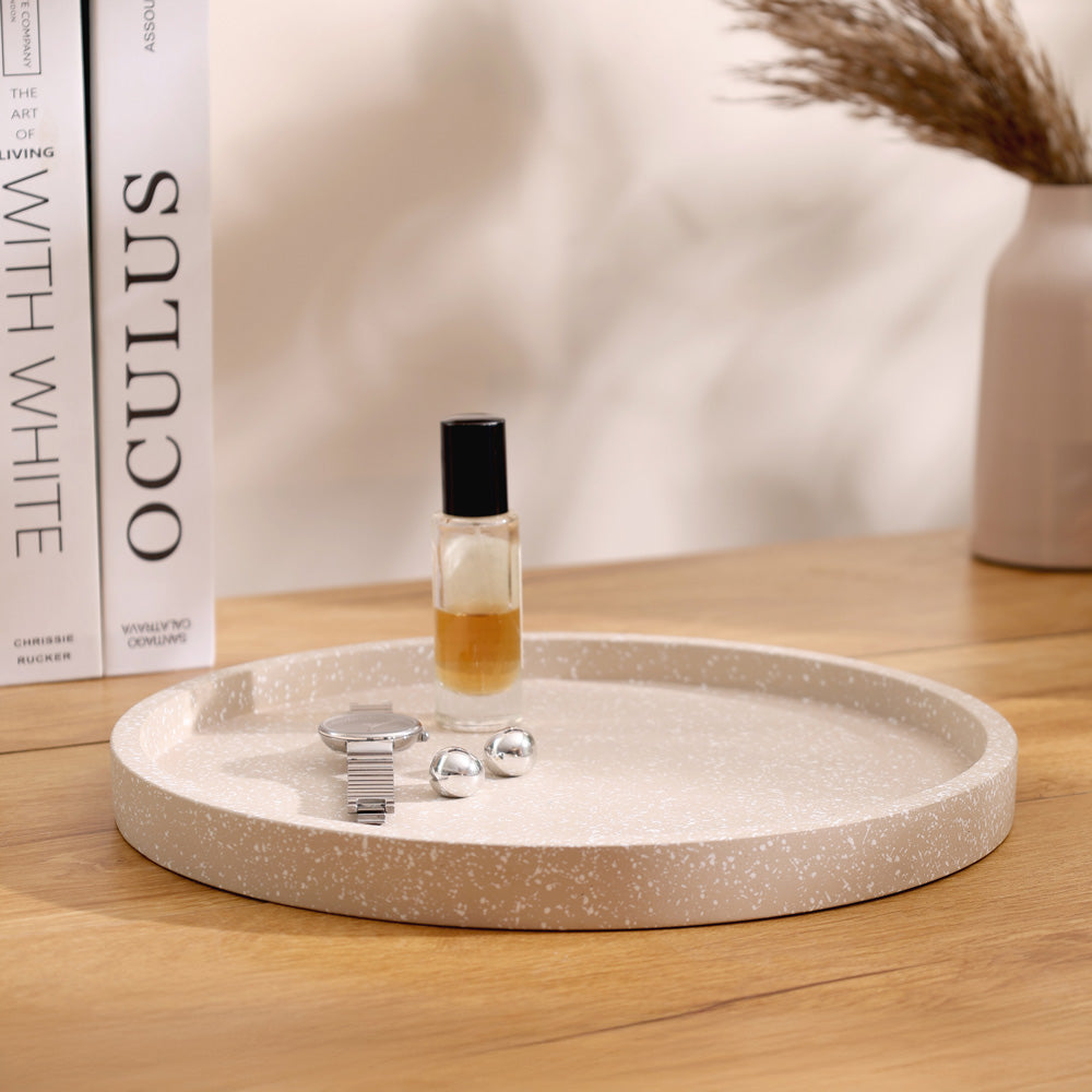 Emory Round Tray - Speckled Taupe