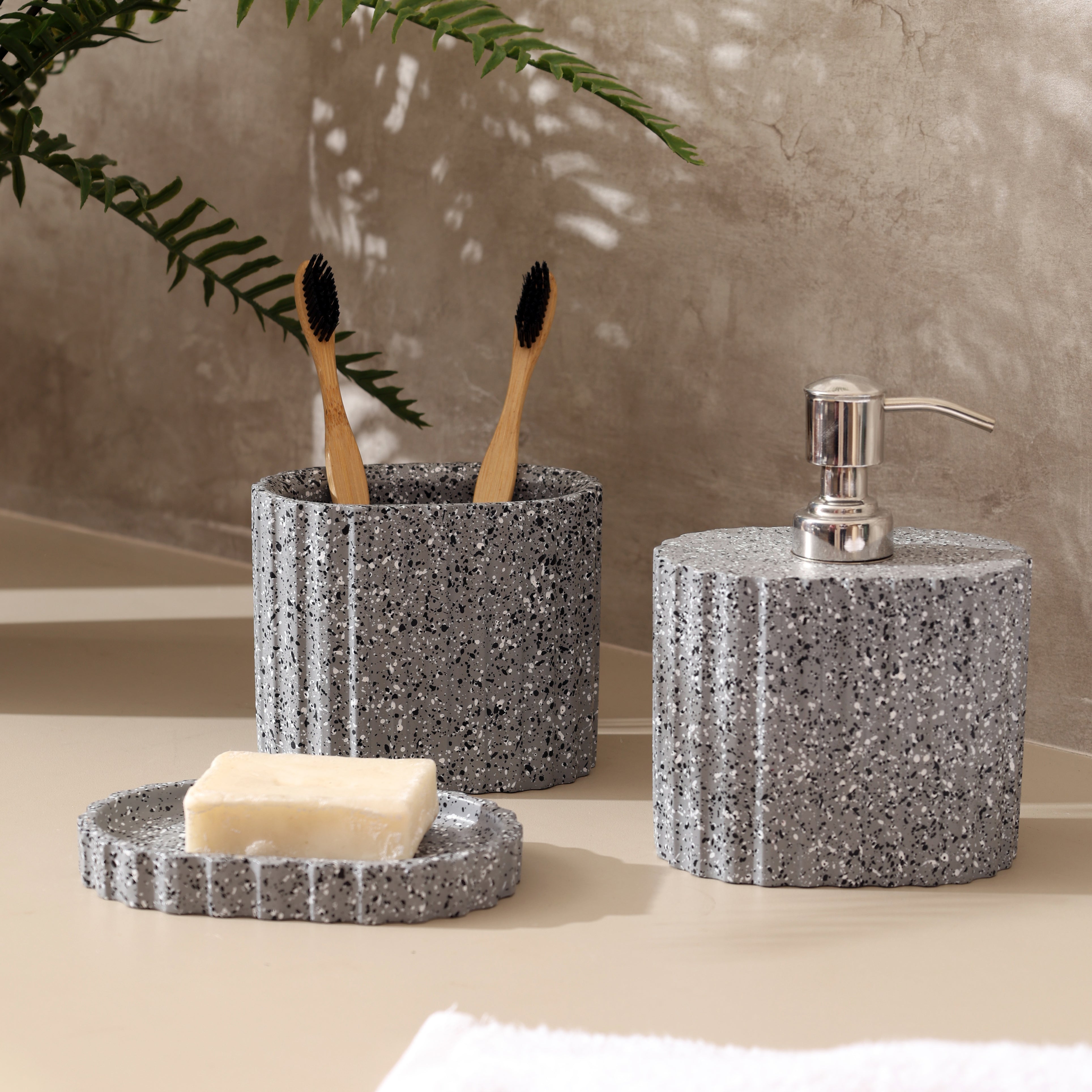 Emory 3-Piece Bathroom Set - Speckled Grey