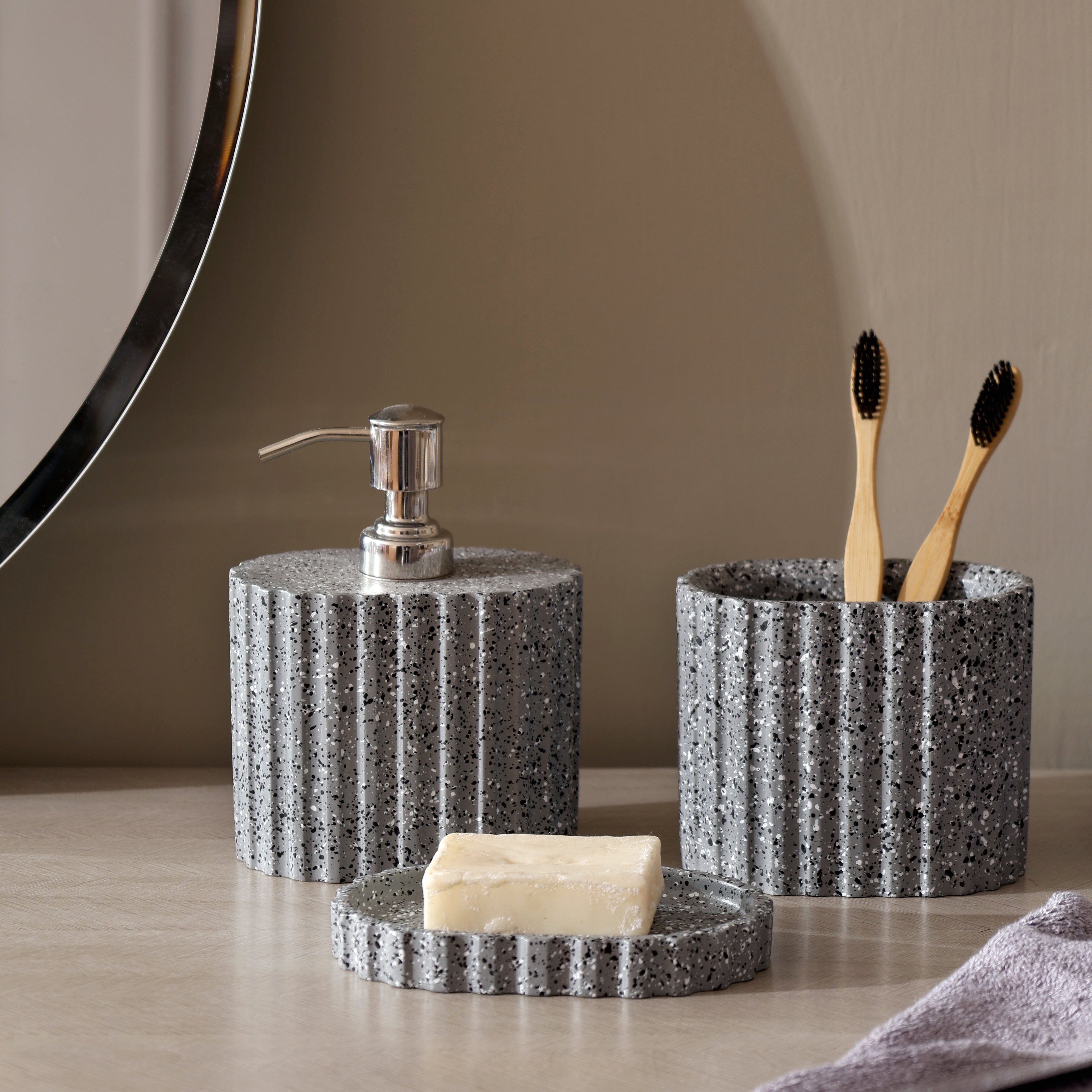 Emory 3-Piece Bathroom Set - Speckled Grey