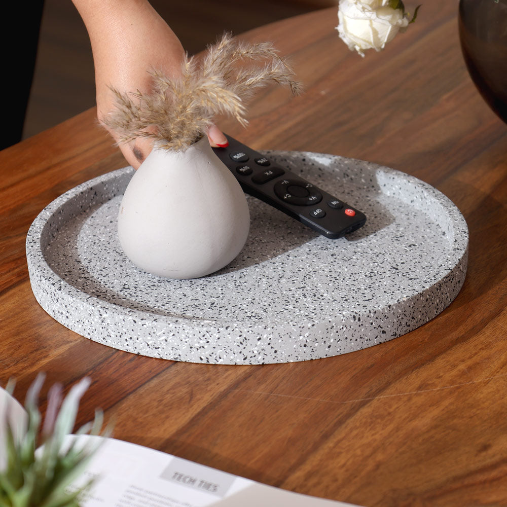 Emory Round Tray - Speckled Grey