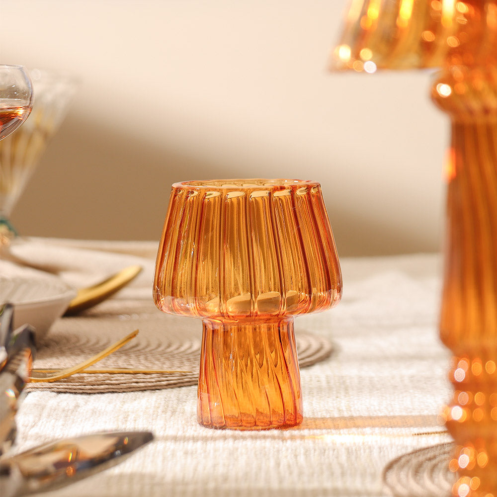 Emir Glass Tealight Holder - Burnt Orange