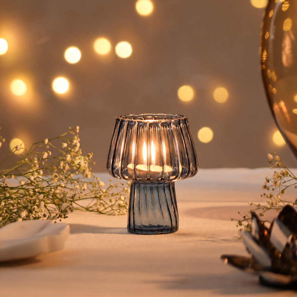 Emir Glass Tealight Holder - Blue