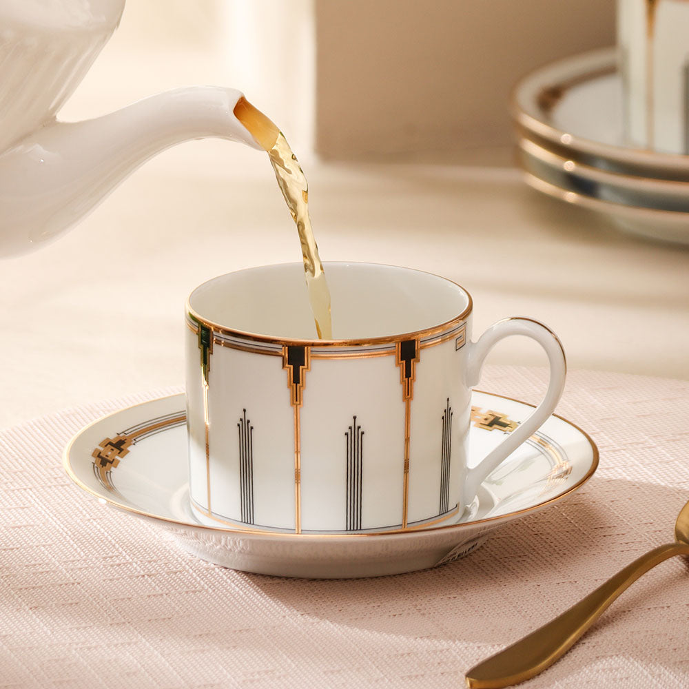 Empire Porcelain Cup & Saucer, Set of 6 - Gold