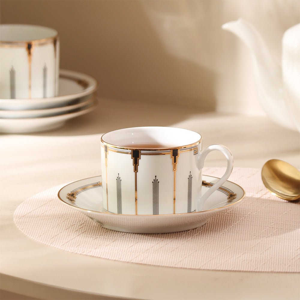 Empire Porcelain Cup & Saucer, Set of 6 - Gold