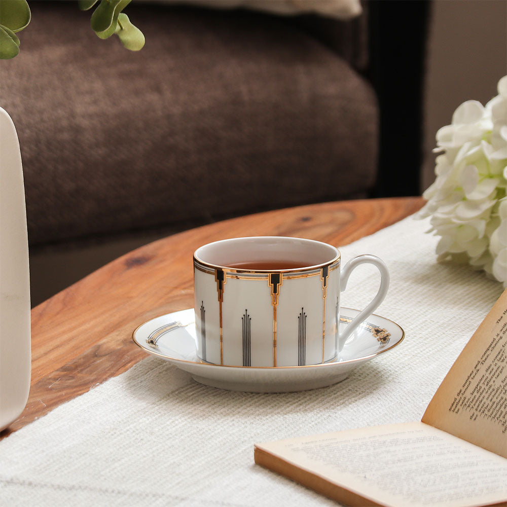 Empire Porcelain Cup & Saucer, Set of 6 - Gold