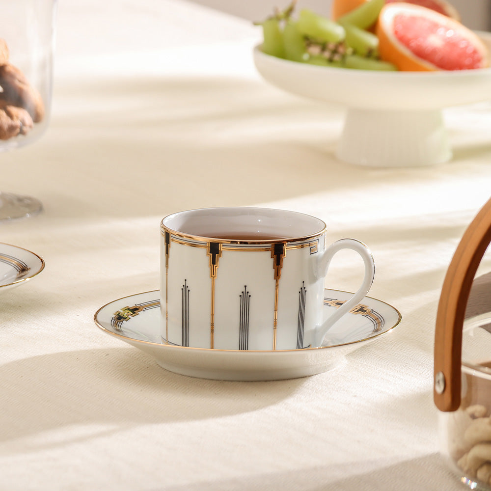 Empire Porcelain Cup & Saucer, Set of 6 - Gold