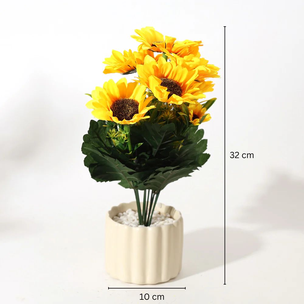 Sunflower Artificial Potted Plant - Yellow Cream