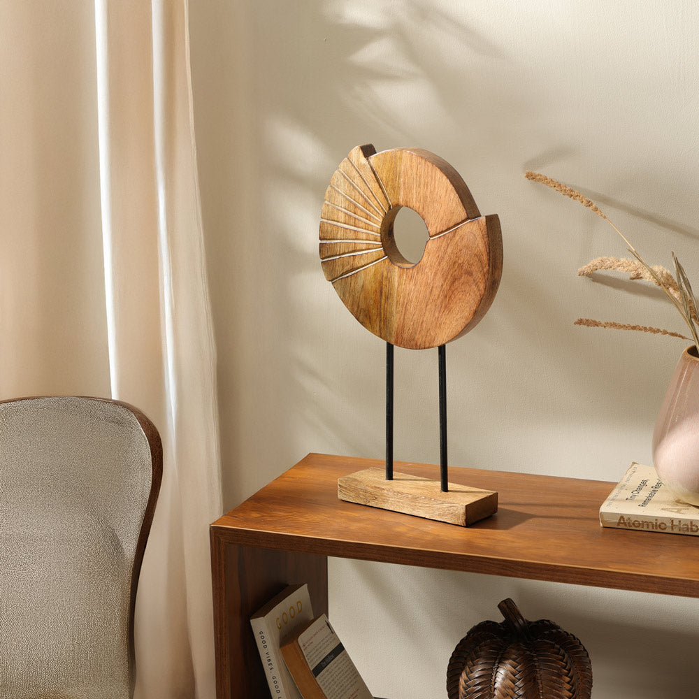 Enigma Mango Wood Sculpture - Natural Black