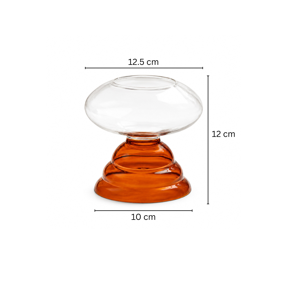 Enoki Glass Tealight Holder - Dark Amber