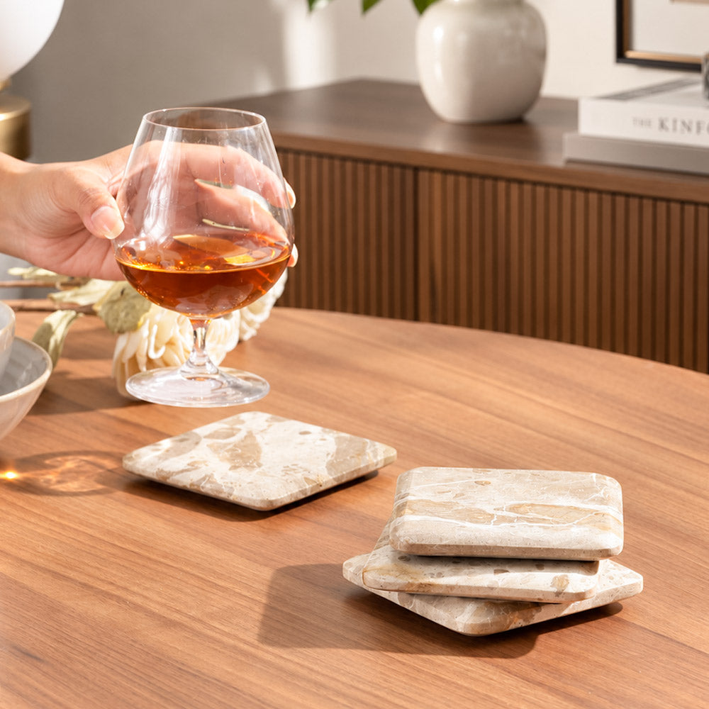 Enzo Marble Coasters, Set of 4 - Sandstone