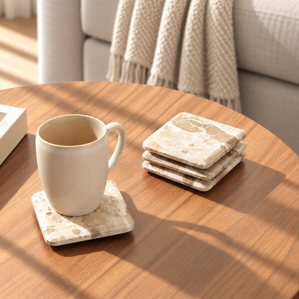 Enzo Marble Coasters, Set of 4 - Sandstone