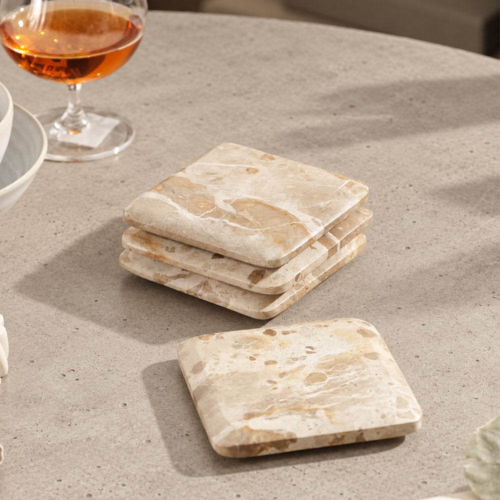 Enzo Marble Coasters, Set of 4 - Sandstone