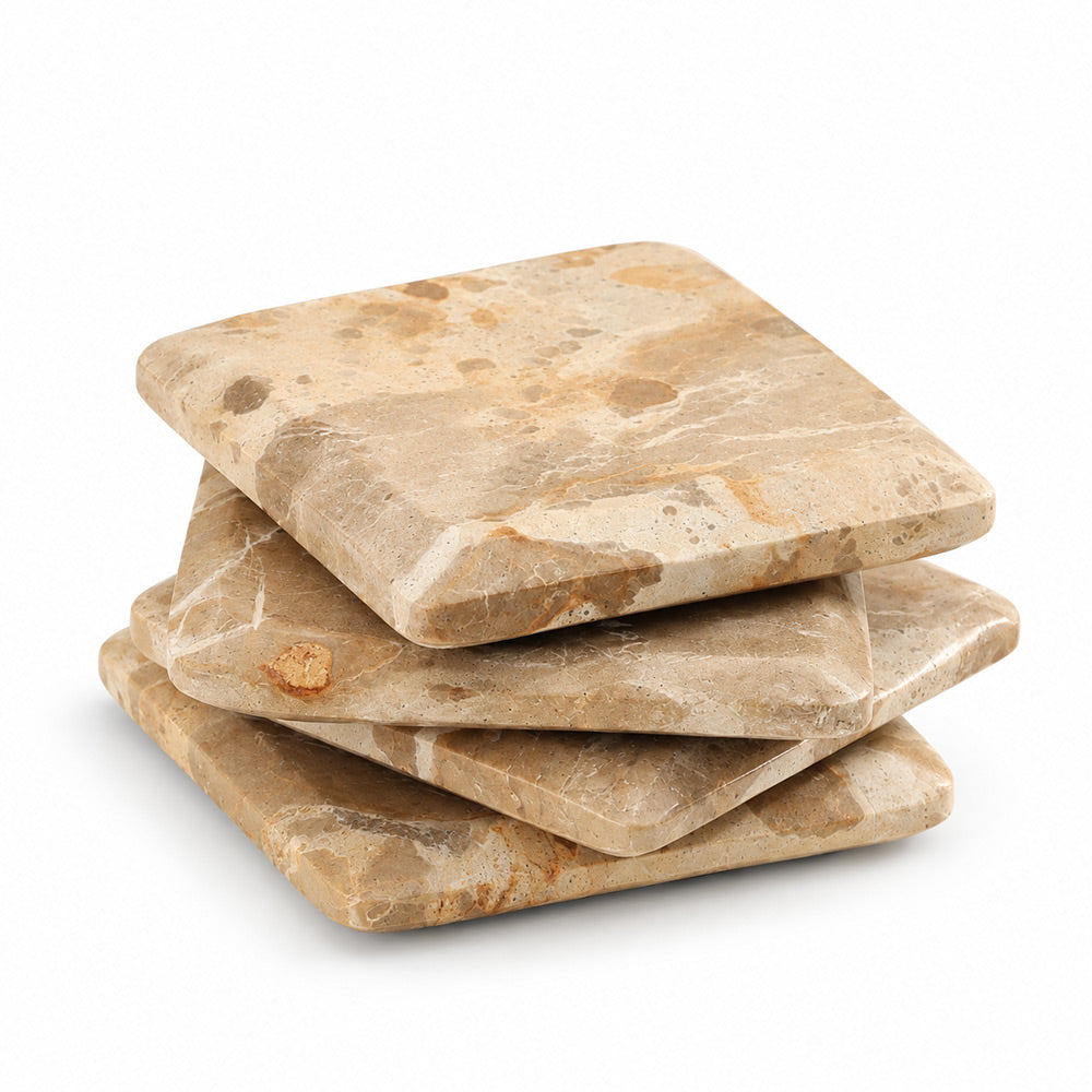 Enzo Marble Coasters, Set of 4 - Sandstone