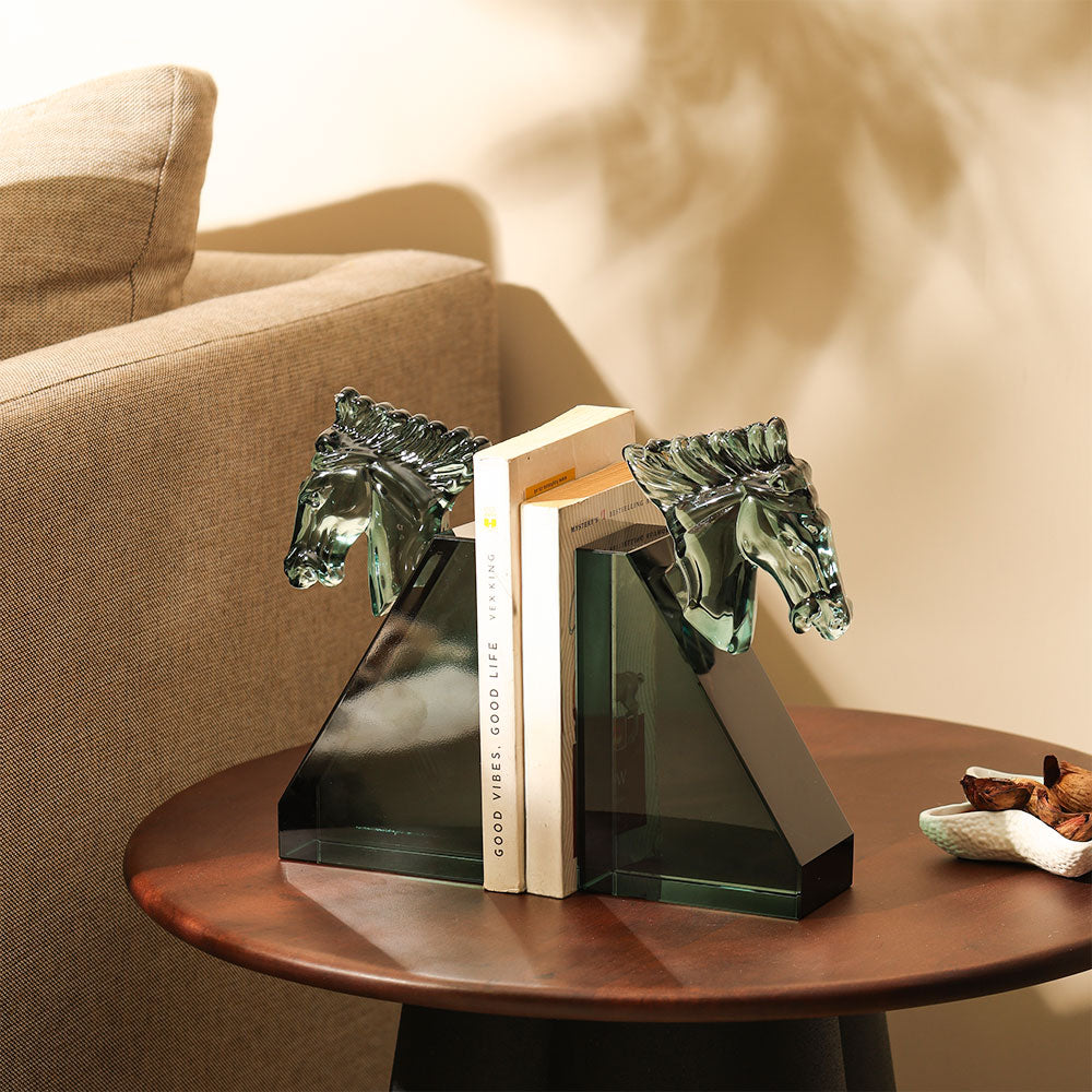 Equine Crystal Bookends, Set of 2 - Turquoise