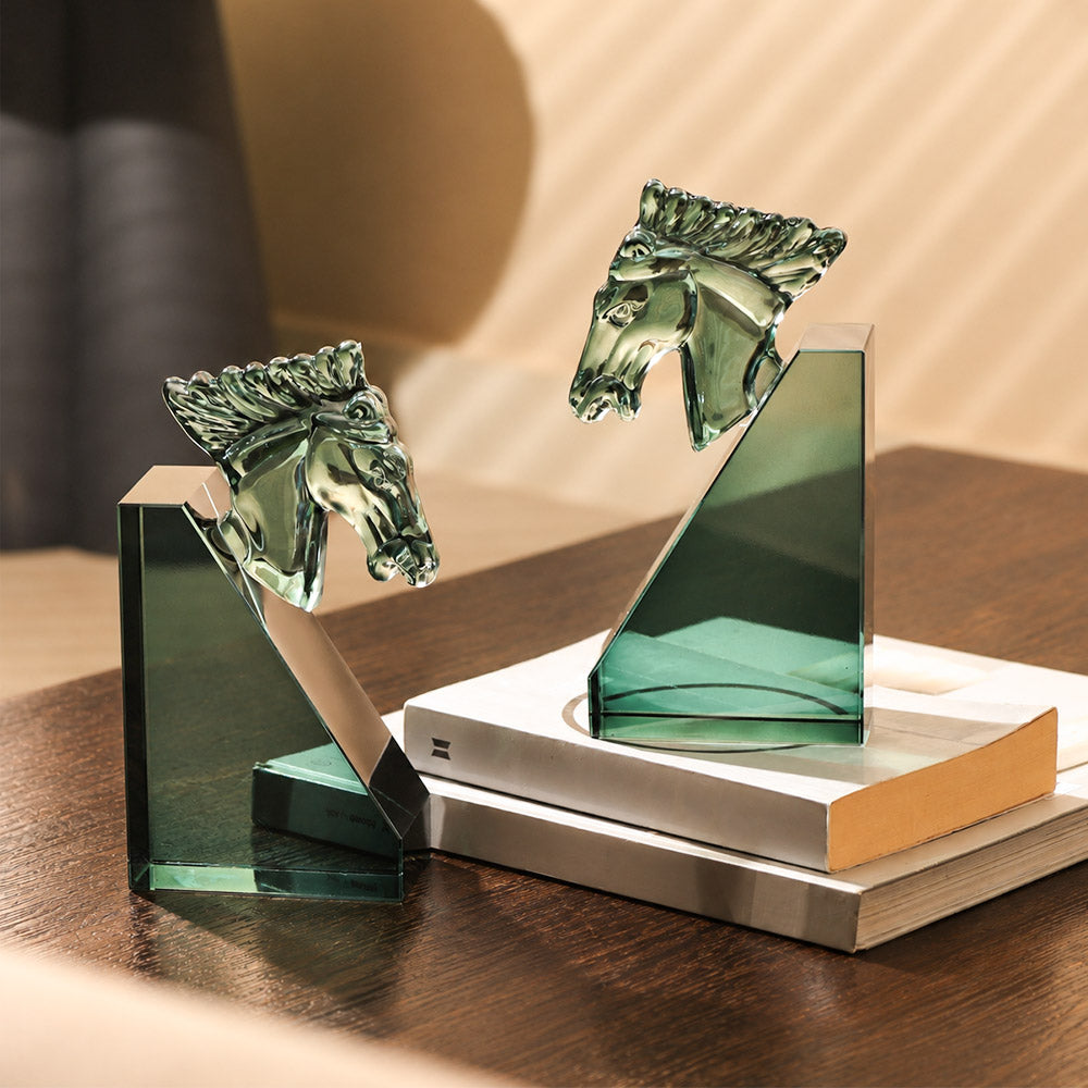 Equine Crystal Bookends, Set of 2 - Turquoise