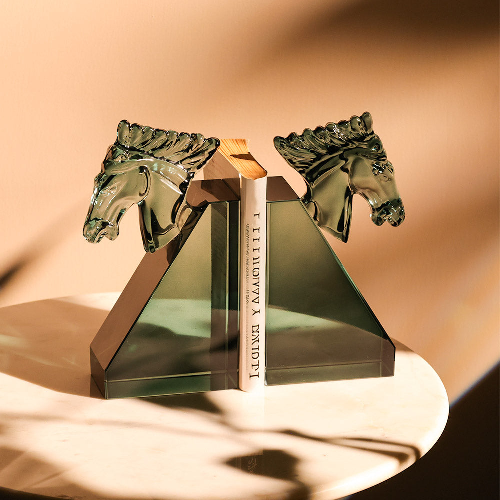 Equine Crystal Bookends, Set of 2 - Turquoise