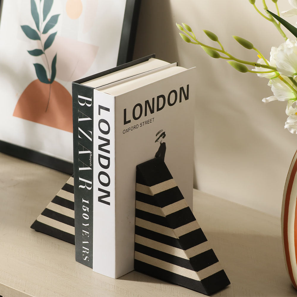 Erza Small Bookends, Set of 2 - Monochrome