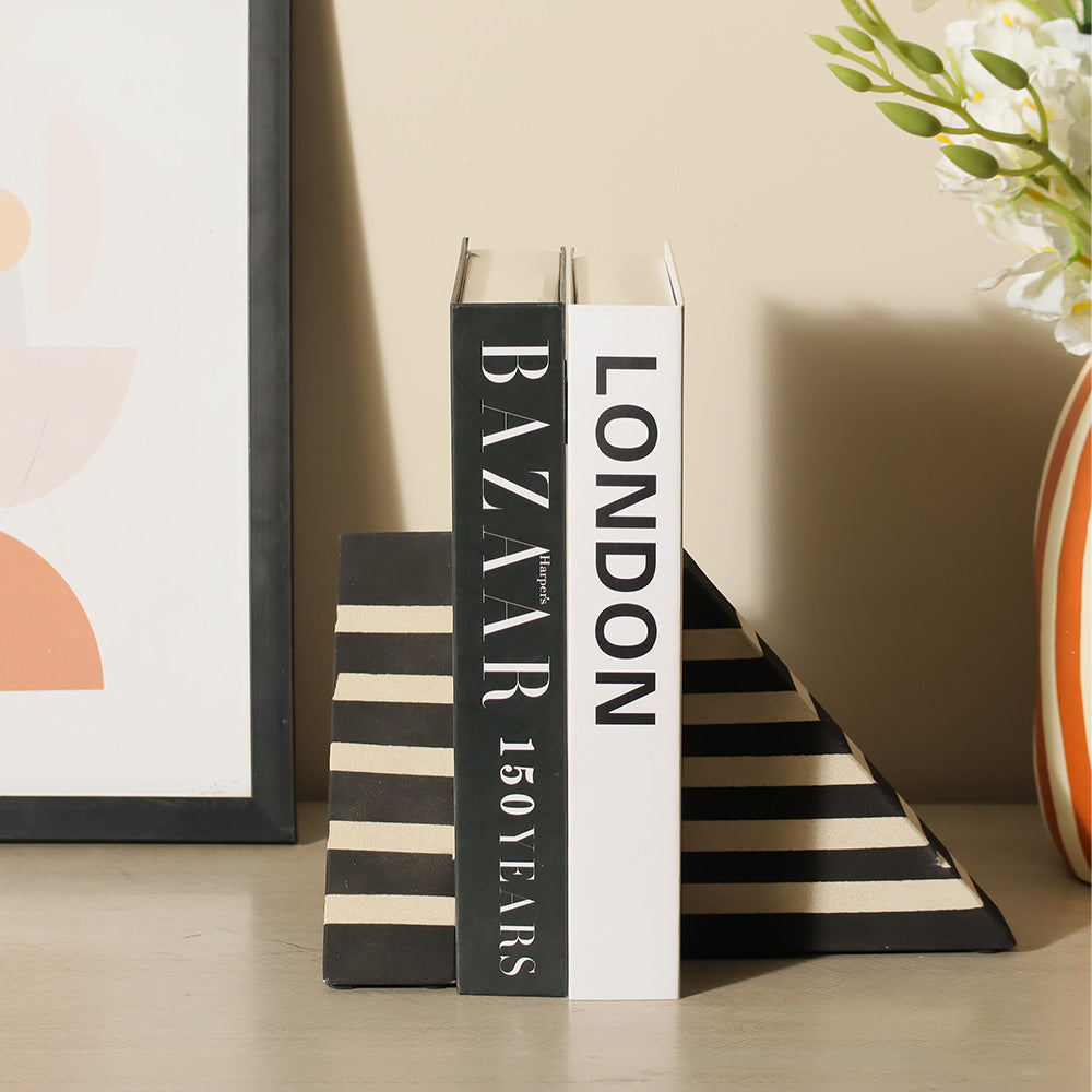 Erza Small Bookends, Set of 2 - Monochrome