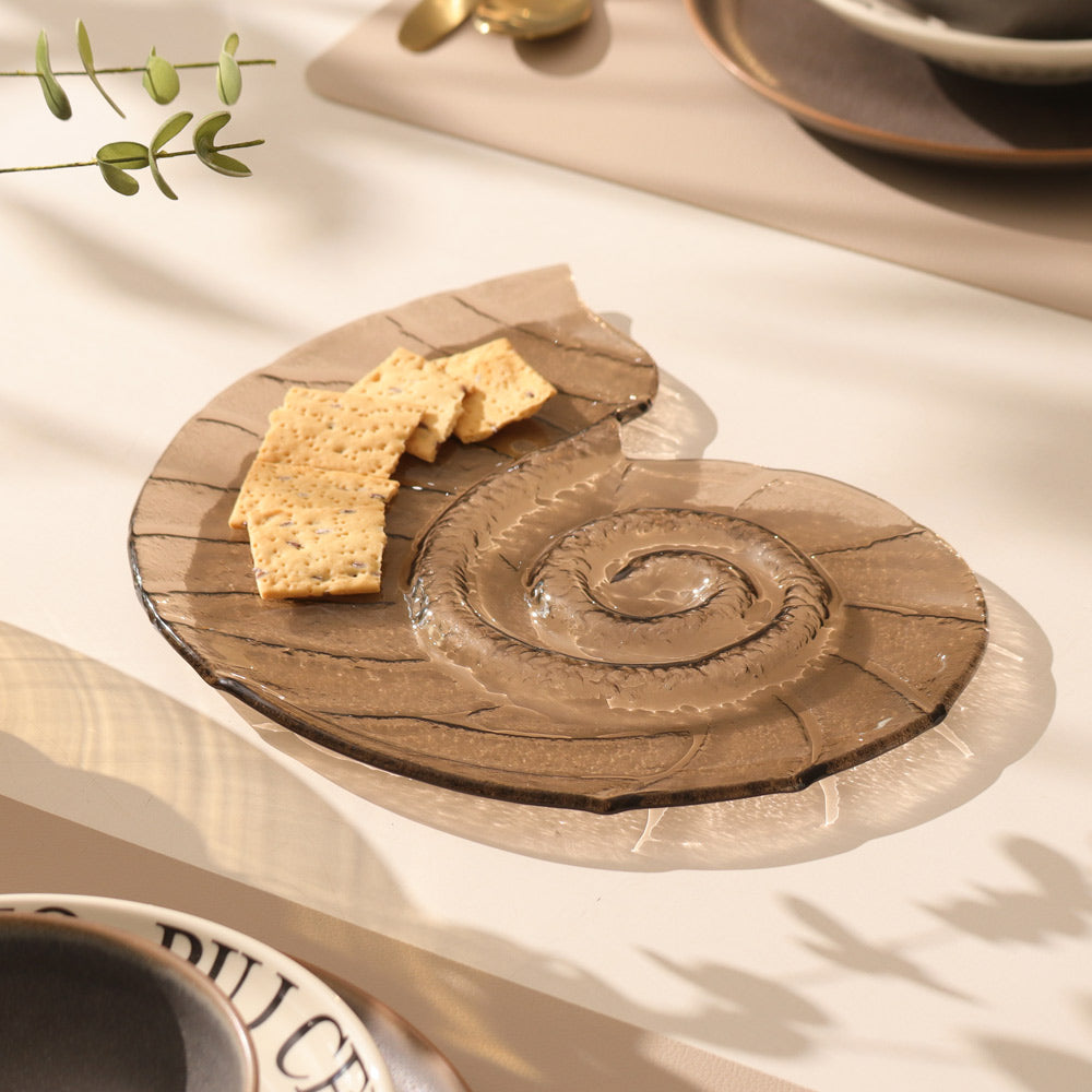 Escargot Serving Plate - Brown