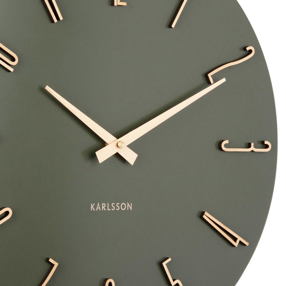 Esmerado Wall Clock 40cm - Olive Green