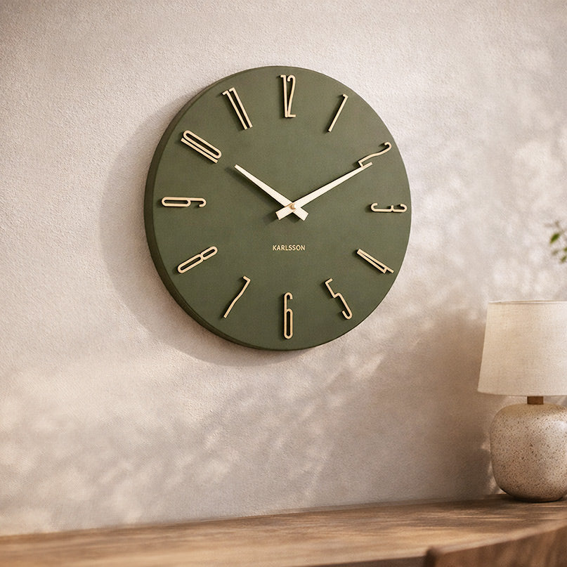 Esmerado Wall Clock 40cm - Olive Green