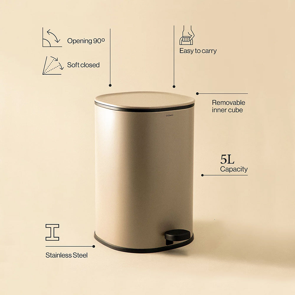 Essentials Sqround Pedal Bin 5L - Pale Sand