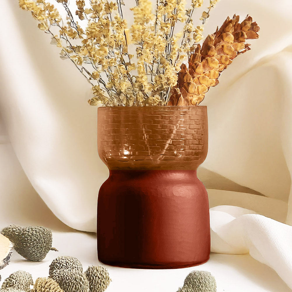 Estonia Dual-Toned Glass Vase Medium - Terracotta