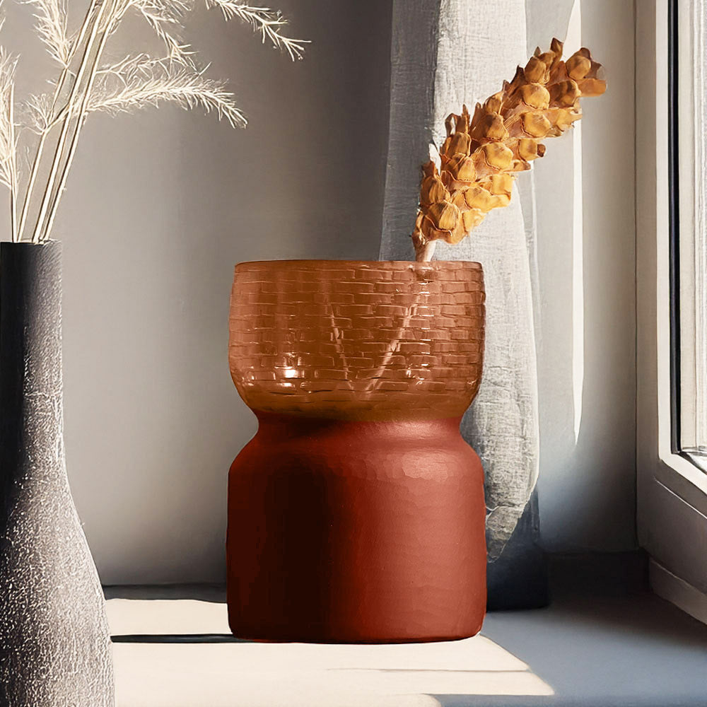 Estonia Dual-Toned Glass Vase Medium - Terracotta
