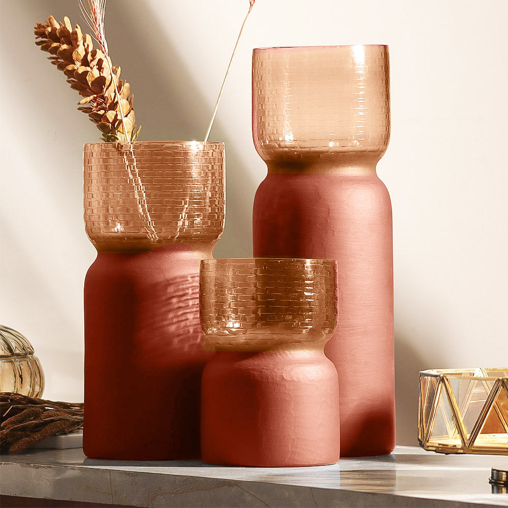 Estonia Dual-Toned Glass Vase Medium - Terracotta