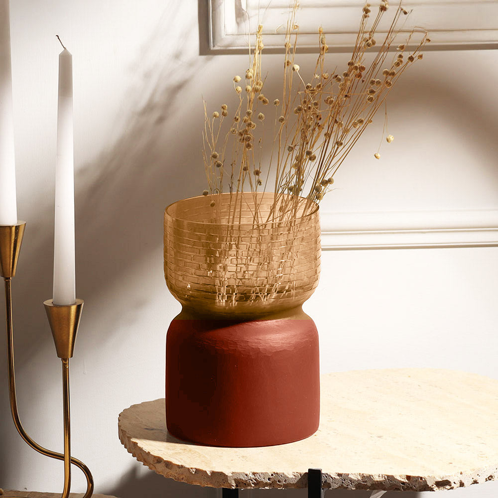 Estonia Dual-Toned Glass Vase Medium - Terracotta