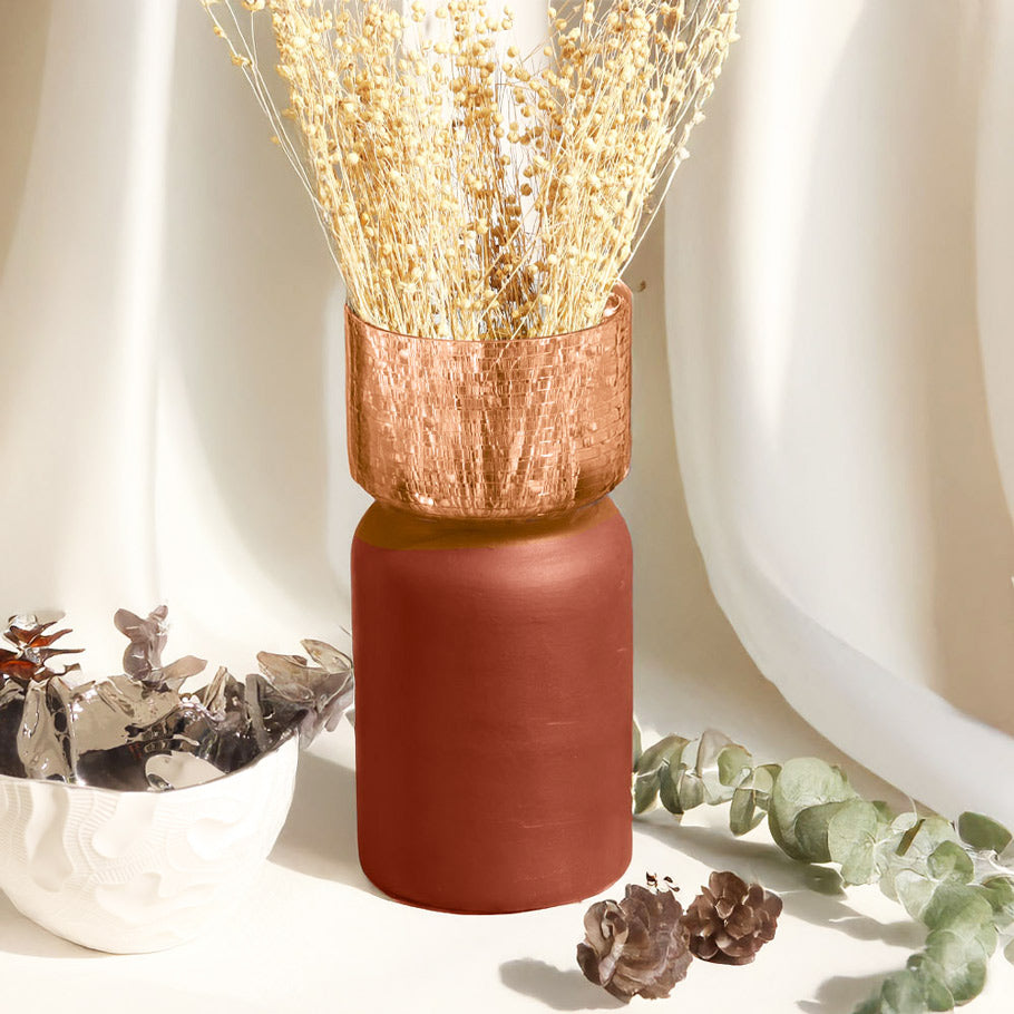 Estonia Dual-Toned Glass Vase Tall - Terracotta