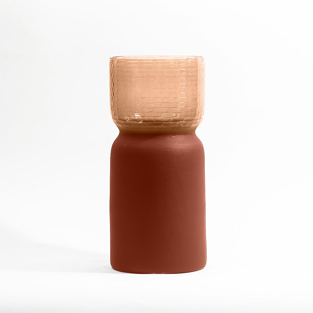 Estonia Dual-Toned Glass Vase Tall - Terracotta
