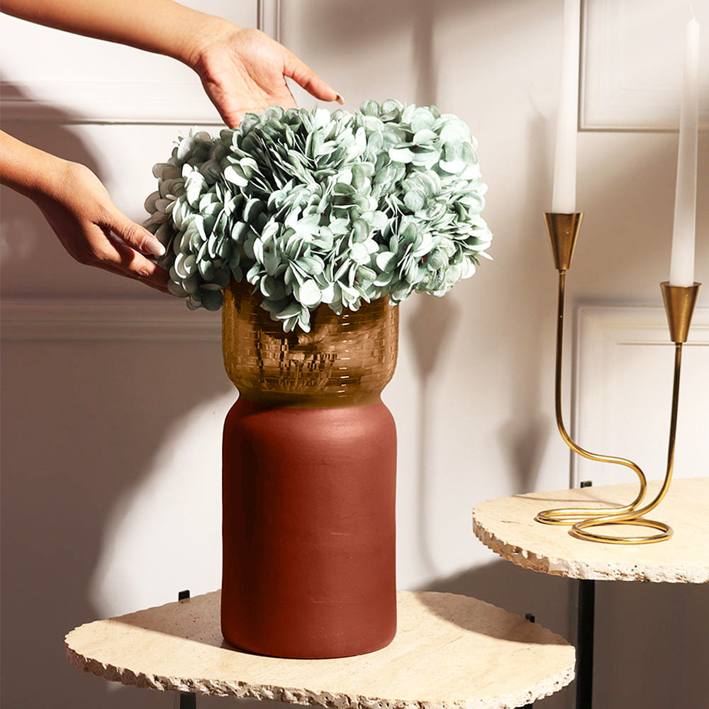 Estonia Dual-Toned Glass Vase Tall - Terracotta