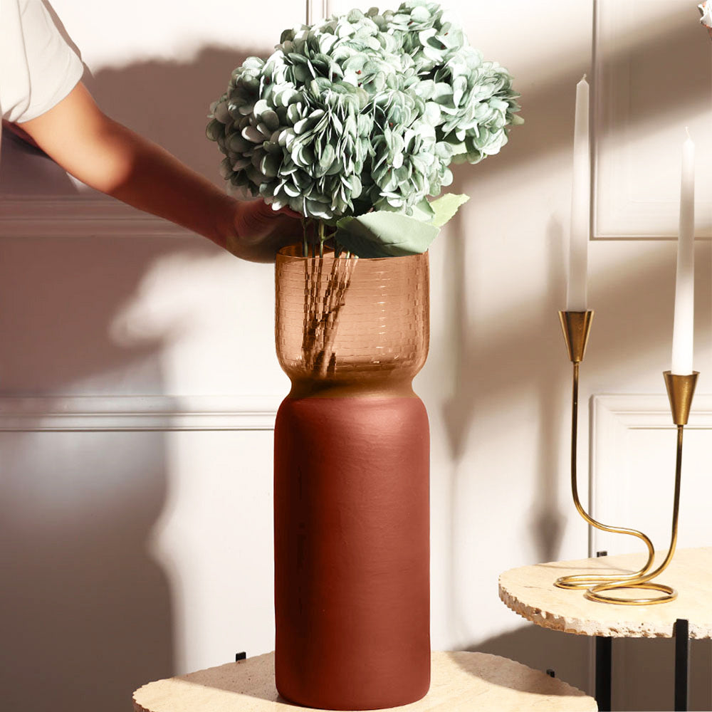 Estonia Dual-Toned Glass Vase XL - Terracotta