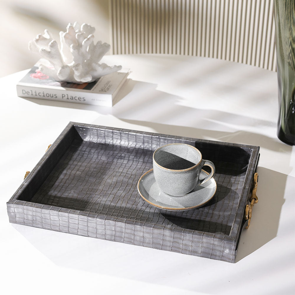 Eten Decorative Tray Large - Grey Croc
