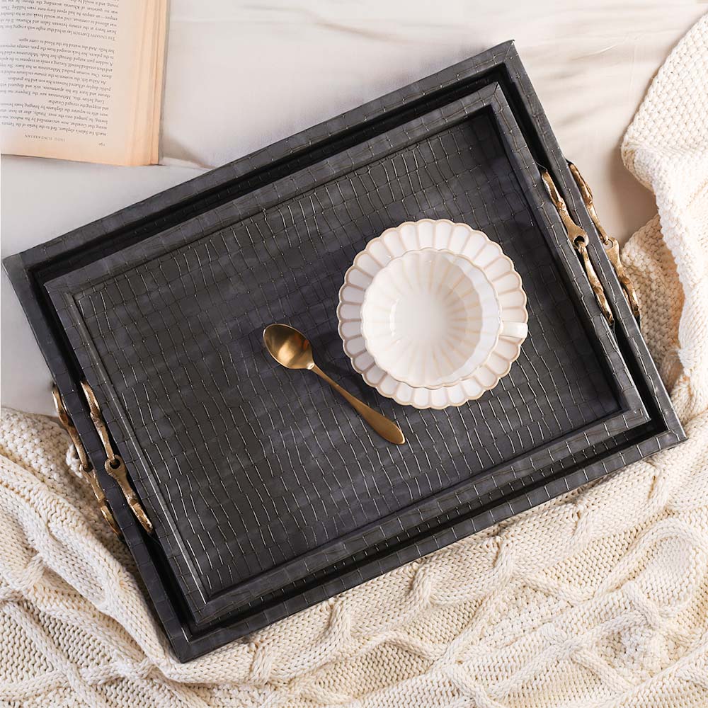 Eten Decorative Tray Large - Grey Croc