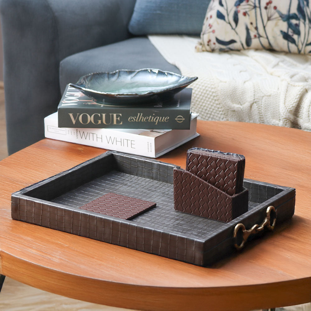 Eten Decorative Tray Large - Grey Croc