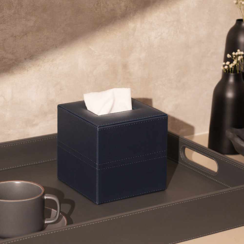Etna Square Tissue Box Holder - Navy