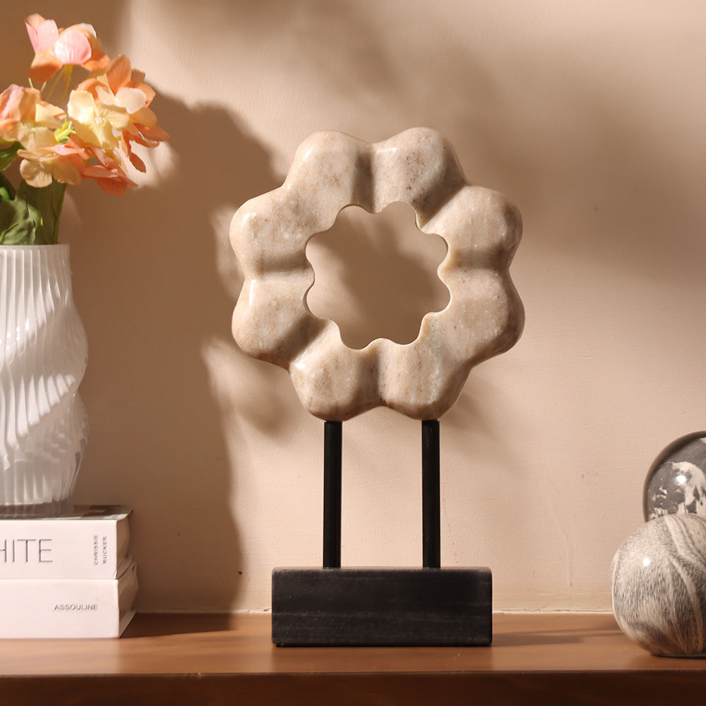 Etoile Marble Sculpture Medium - Beige Black