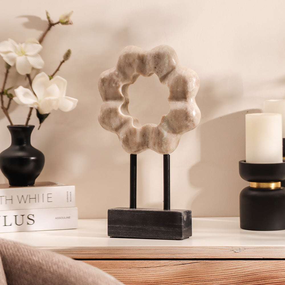 Etoile Marble Sculpture Medium - Beige Black