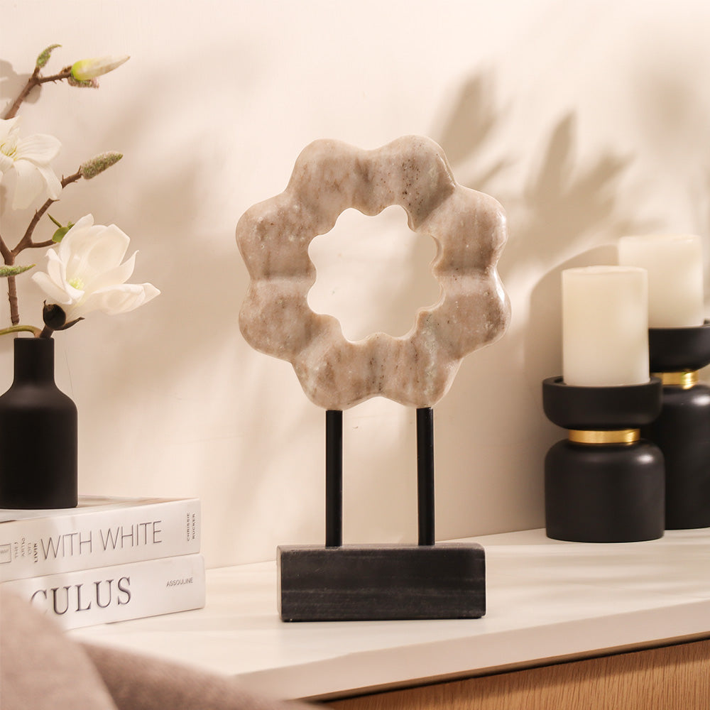 Etoile Marble Sculpture Medium - Beige Black